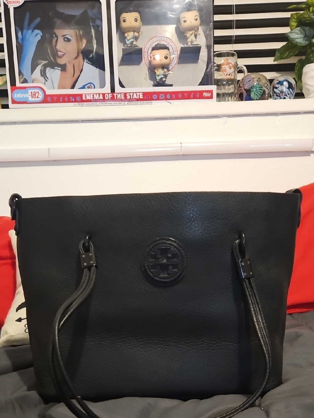 Tory Burch Black Pebbled Mcgraw Leather‎ Shoulder Tote Bag